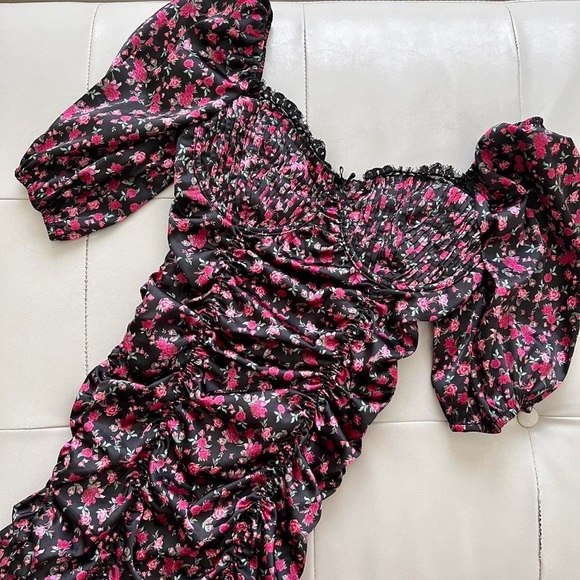 For Love and Lemons for Victoria’s Secret Melrose floral Dress Black Small - Picture 3 of 5